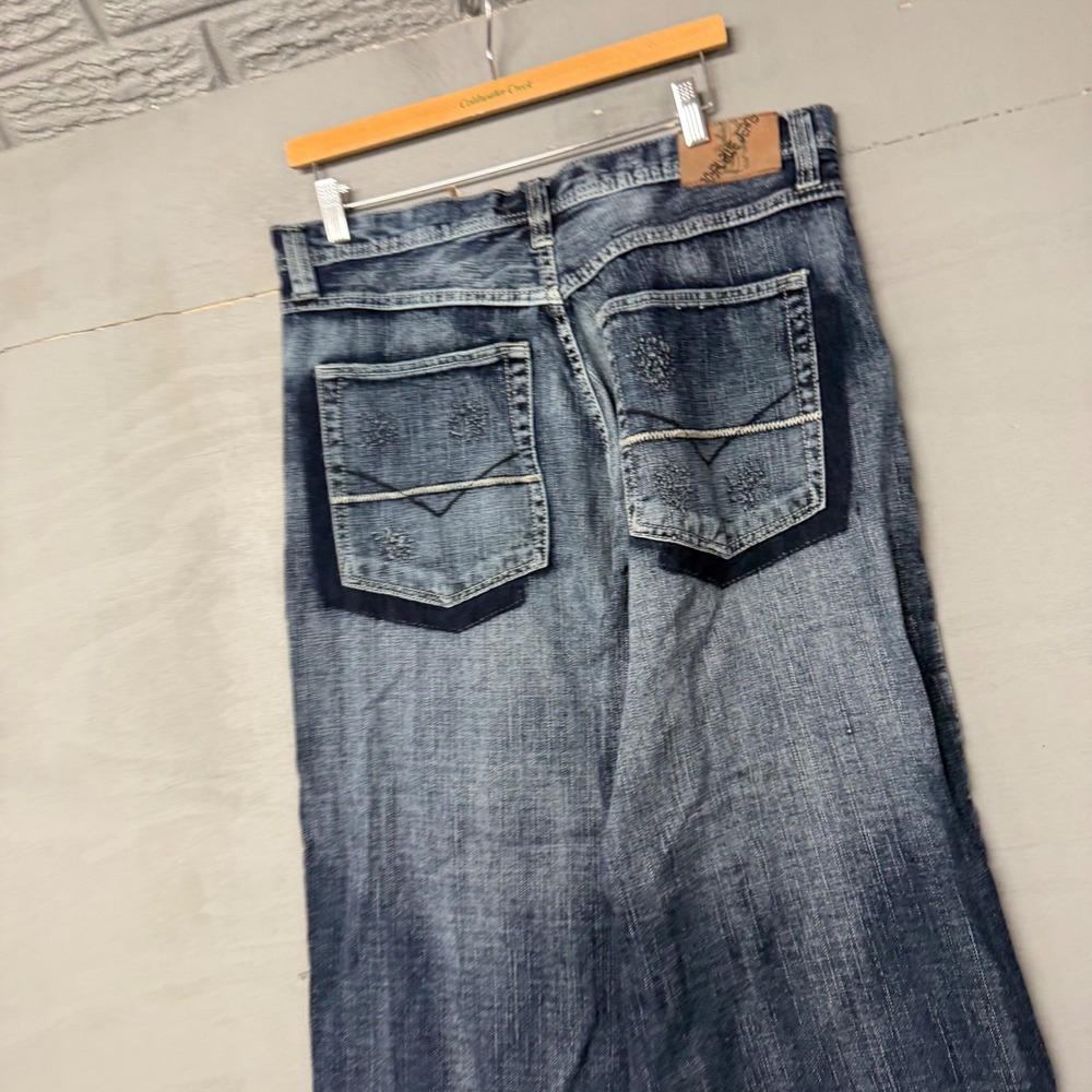 Royal Blue Jeans Mens 38x32 Dark Wash Wide Leg Skater Y2K Baggy Denim Streetwear